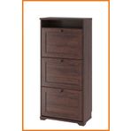 Alony Home Ayakkabı Dolabı Ayaklı 3 Kapaklı Bölmeli Kulplu Ayakkabılık 130x61x30 Cm Kahverengi