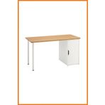 Alony Home Çalışma Masası Dolaplı Çelik Ayaklı Bambu Kaplama Sunta Panel Bilgisayar Ders Ofis 65x73x140 Beyaz