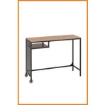 Alony Home Çalışma Masası Raflı Tekerlekli Çelik Çerçeveli Masif Ahşap Panel Bilgisayar Ders 100x75x36 Siyah