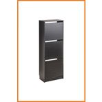 Alony Home Dolap Ayakkabı 3 Kapaklı Çift Bölmeli Raf Duvara Sabitli Sunta Ayakkabılık 49x135x28 Kahverengi