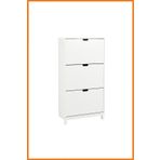 Alony Home Dolap Ayakkabı 3 Kapaklı Çift Bölmeli Raf Duvara Sabitli Sunta Ayakkabılık Antre 79x148x29 Beyaz