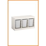 Alony Home Dolap ve 3 Adet Kutu Kılavuz Raylı Yatay Duvara Sabitlenmeli Sunta Saklama Oyuncak 99x56x44 Beyaz