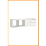 Alony Home Duvar Rafı Mdf Çekmeceli Yatay Dikey Kitaplık Çerçevelik Saksılık Çiçeklik 42x147x39 Beyaz