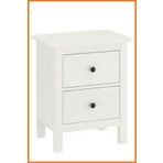 Alony Home Komodin Ahşap 2 Çekmeceli Vernikli Yatak Yanı Depolama Kullanışlı Dekoratif 54x66x38 cm Beyaz