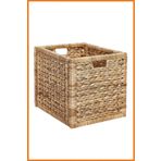 Alony Home Kutu Sepet Hasır Rattan Su Sümbülü El Örgülü Saklama Düzenleyici 32x32x34 Cm Kahverengi