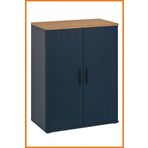 Alony Home Ofis Dolabı Çift Kapaklı 3 Raflı Kulplu Kitaplık Dosyalık 70x90x38 Cm Mavi