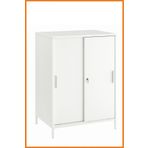 Alony Home Ofis Dolabı Kilitlenir Sürgülü Ayaklı Kapaklı Ayarlanır Raflı Kitaplık Keson 110x80x55 Cm Beyaz