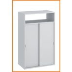 Alony Home Ofis Dolabı Sürgülü Çift Kapaklı Raflı Keson Kapalı Depolama Alanı 96x32x60 Cm Gri