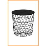 Alony Home Orta Sehpa Yuvarlak Çelik İskeletli Çıkarılabilir Üst Tabla MDF 44x42 Siyah