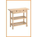 Alony Home Raf 3 Katlı Çekmeceli İki Tekerlekli Masif Ahşap Mutfak Baharatlık Çiçeklik 43x90x100 Kahverengi