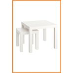 Alony Home Zigon Orta Sehpa Seti 2 Adet Kare İç İçe Geçmeli Kare Melamin Kaplama MDF 55x45x55 Beyaz