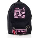 Alp Collection Bybag Blackpink Kpop Baskılı Piercing Zincirli Sırt Okul Çantası - Siyah