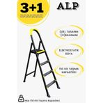 Alp Siyah 3+1 Metal Basamaklı Katlanabilir Merdiven 3+1