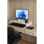 Alpa Ev Mobilya Ergonomik Mdf Monitör Standı Ekran Yükseltici Masaüstü Düzenleyici Organizer Telefon-Bardak Bölmeli - Beyaz