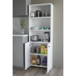 Alpa Ev Mobilya Kapaklı Çok Amaçlı Mutfak Dolabı 150X50X22 cm - Raflı Erzak Dolabı Modern Depolama Ünitesi - Beyaz