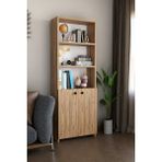 Alpa Ev Mobilya Kapaklı Çok Amaçlı Salon Dolabı 150X50X22 cm Raflı Kitaplık Dekoratif Depolama Ünitesi - Atlantik Çam