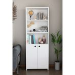 Alpa Ev Mobilya Kapaklı Çok Amaçlı Salon Dolabı 150X50X22 cm Raflı Kitaplık Dekoratif Depolama Ünitesi - Beyaz