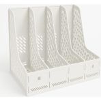 Alpa Store 4 Bölmeli Etiketli Magazinlik Arşiv Kutusu Beyaz Masaüstü Organizer 32,5*26*30 cm Demonte