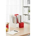 Alpa Store Mg 101 2'li Set A4 Demonte Plastik Dikey Magazinlik Klasör Arşiv Kutusu Organizer Saklama Depolama - Kırmızı - Beyaz