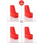 Alpa Store Ops Mg 101 Magazinlik 4'lü Set A4 Demonte Plastik Dikey Klasör Arşiv Kutusu Organizer Saklama - Kırmızı