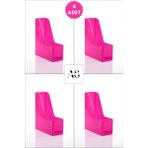 Alpa Store Ops Mg 101 Magazinlik 4'lü Set A4 Demonte Plastik Dikey Klasör Arşiv Kutusu Organizer Saklama - Pembe