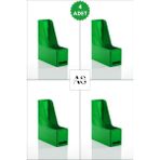 Alpa Store Ops Mg 101 Magazinlik 4'lü Set A4 Demonte Plastik Dikey Klasör Arşiv Kutusu Organizer Saklama - Yeşil