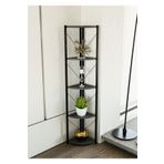 alpaevmobilya 150 cm 5 Raflı Metal Köşe Kitaplık - Salon Dekoratif Çiçeklik ve Aksesuar Standı