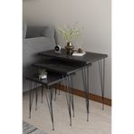 alpaevmobilya Modern 3'lü Kare Zigon Sehpa Mermer Desenli Metal Tel Ayaklı Salon Sehpası
