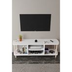 alpaevmobilya Modern TV Ünitesi Ahşap Raflı 2 Katlı 4 Raflı Televizyon Sehpası Televizyon Ünitesi
