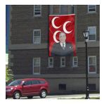 Alparslan Türkeş ve 3 Hilal Kırmızı Sancak Bayrak MHP 300x450cm