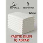Alpateks Home %100 Pamuklu Akfil Kumaş Yastık Iç Astarı 50 x 70 cm 10 Adet Gizli Fermuarlı - Beyaz