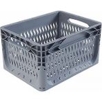 Alpbx 1.Kalite Delikli Gri Plastik Kasa 40x30x22 cm - Kokusuz Sağlam Plastik Sepet 21 Litre