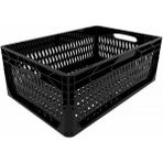 Alpbx 1.Kalite Delikli Siyah Plastik Kasa 60x40x22 cm - Kokusuz Sağlam Plastik Sepet 44 Litre