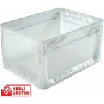Alpbx 1.Kalite Şeffaf Plastik Kasa 40x30x22 cm - Kokusuz Sağlam Plastik Kutu 21 Litre