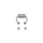 Alpcollection Mıknatıslı Fake Gri Septum Piercing Paslanmaz Çelik Top Ve Sivri Uç Birarada