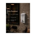 Alper Banyo 1000 cc Paslanmaz Çelik Sıvı Sabunluk Duvara Monte Otel Cafe Restoran Tipi Metal Sabun Dispenseri