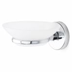 Alper Banyo İris Krom Kaplama Sabunluk, Yapışkanlı ve Vidalı Montaj, Duvar Tipi Beyaz Sabun Kabı, 35 mm Oval Bantlı