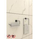 Alper Banyo Jasmin Siyah Kare - Kare Havluluk ve Kare Solo Havluluk Banyo Aksesuar Seti