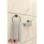 Alper Banyo Jasmin Yapışkanlı Siyah Kare 2'li Banyo Seti - Yuvarlak Havluluk, Solo Havluluk Banyo Seti