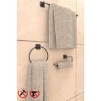 Alper Banyo Jasmin Yapışkanlı Siyah Kare 3'lü Banyo Seti - Yuvarlak Havluluk, Solo Havluluk, Uzun Havluluk Banyo Seti