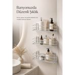Alper Banyo Krom 3’lü TŞ01 Şampuanlık Raf Seti Yapışkanlı Banyo Rafı Duş Rafı Organizer