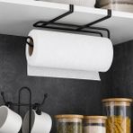 Alper Banyo Pratik Solo Havluluk Siyah, Dolap Altı Kağıt Havlu Tutucu, Delmeden Montajlı Mutfak Rulo Havluluk, Askılı Metal Düzenleyici