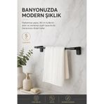 Alper Banyo Premium F1 Model Siyah Uzun Havlu Askısı 40 cm Paslanmaz Çelik Montajlı Banyo Havluluk 5 Yıl Garantili