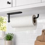 Alper Banyo Premium Mat Siyah Solo Havlu Askısı, Yapışkanlı Kağıt Havluluk, Paslanmaz Çelik Mutfak Rulo Havlu Tutucu, Dolap Altı Havlu Kağıt Askısı, Mat Siyah Modern Tasarım, 5 Yıl Garantili