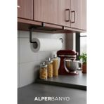 Alper Banyo Siyah Çok Amaçlı Dolap Kapağı ve Raf Altı Kağıt Havlu Askısı | Metal