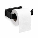 Alper Banyo Siyah Lamalı Tuvalet Kağıtlığı, Hem Yapışkanlı Hem Vidalı Montajlı WC Kağıt Askılığı, Açık Uç Tasarımlı Banyo Tuvalet Kağıdı Tutucu, Mat Siyah Modern Kağıtlık