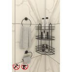 Alper Banyo Siyah Yapışkanlı 3 Katlı Banyo Köşe Rafı EK03, Lotus Siyah Halka Havluluk, Açık Kağıtlık, Banyo Seti