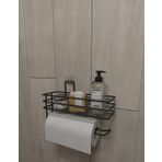 Alper Banyo Yapışkanlı Raflı Kağıt Rulo Havluluk Peçetelik Havlu Kağıltlık Siyah Banyo Mutfak Düzenleyici Raf Banyo Düzenleyici Mutfak Rafı