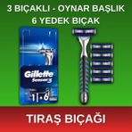 Alpera Care Gillette - Sensor3 Tıraş Bıçağı - 3 Bıçaklı - Kayganlaştırıcı Bant ve Oynar Başlık - 1 Adet + 6 Yedek Bıçak - 6'lı paket