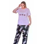 Alperi 78104 Büyük Beden Yazlık Kısa Kol Kadın Pijama Takımı Pembe
